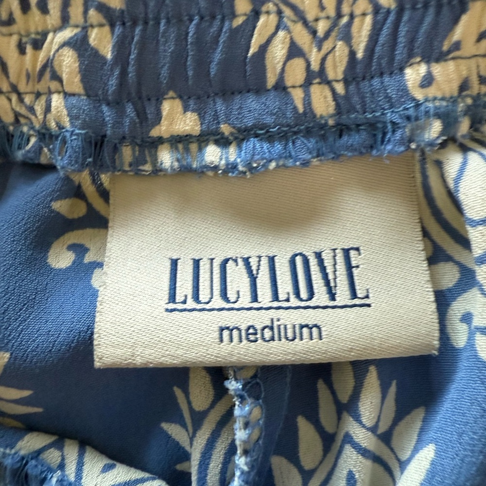 Lucy Love Blue and White Patterned Pants with Split Leg - Picture 7 of 7